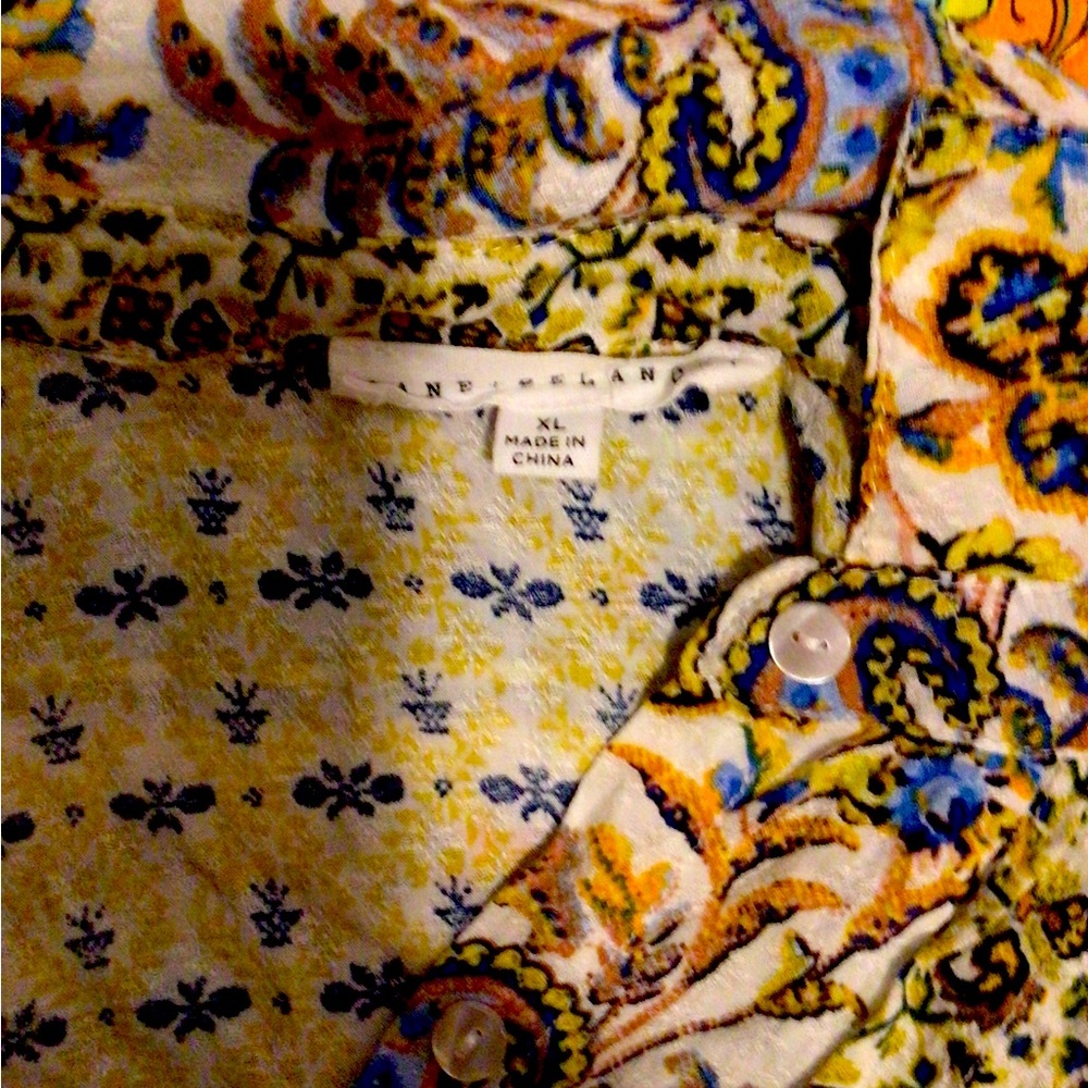 Paisley and floral button down cotton top